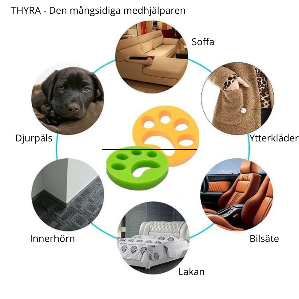 THYRA – Silikonrengörare som fångar hår i tvätten