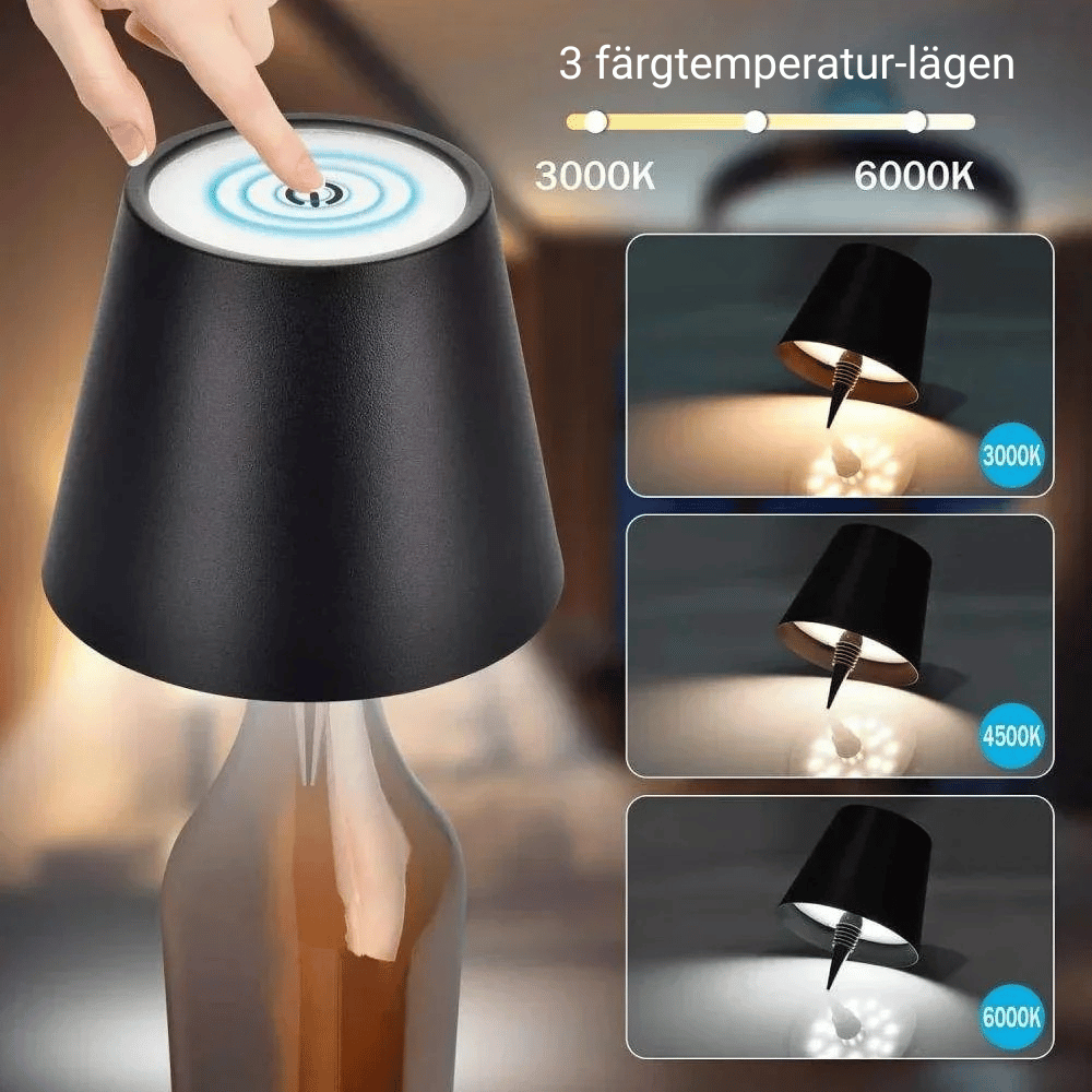 VINA – Trådlös flaska-lampa med touch och dimmer