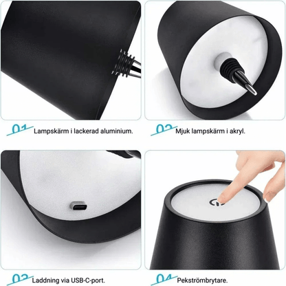 VINA – Trådlös flaska-lampa med touch och dimmer