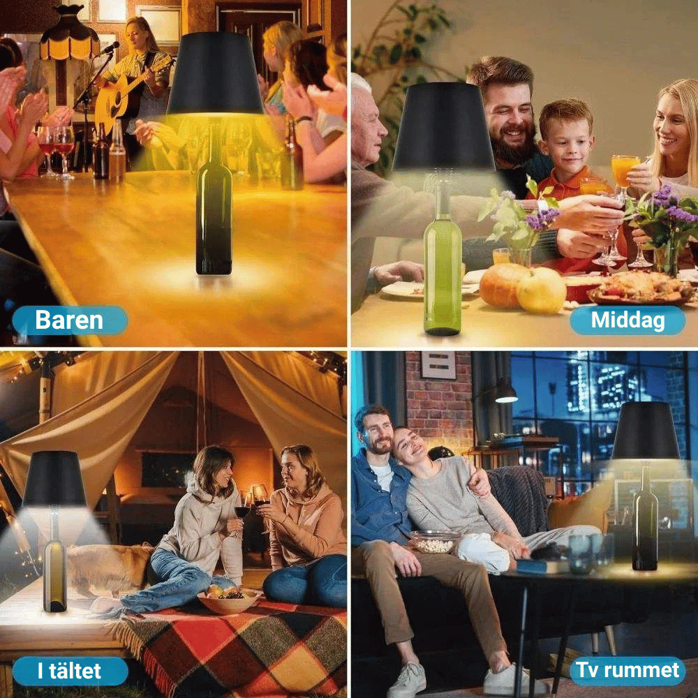 VINA – Trådlös flaska-lampa med touch och dimmer